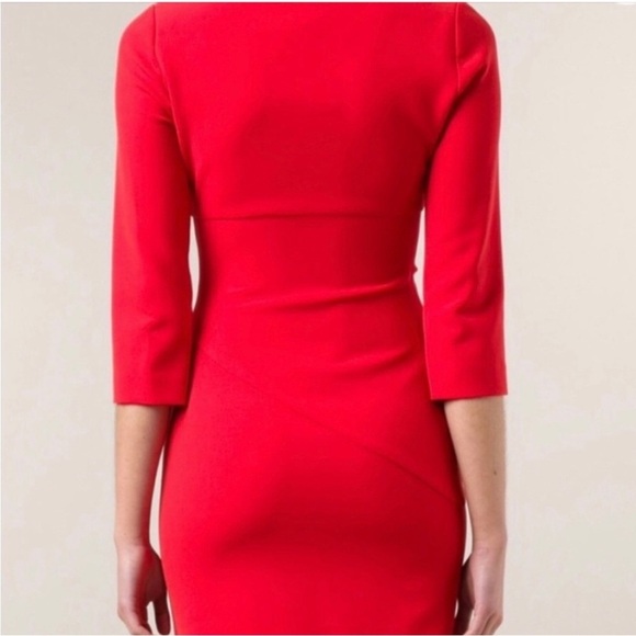 DIANE VON FURSTENBURG DVF Bevin 3/4 Sleeve Dress Cherry Red 8 Old Money Office - Picture 3 of 16